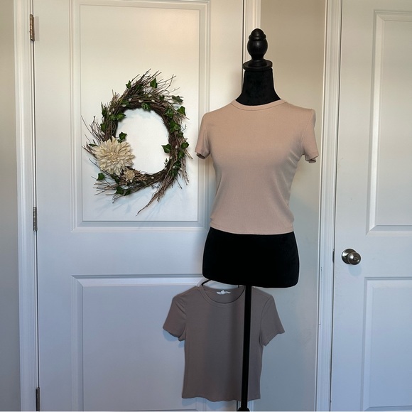 Two Pink Rose Neutral Short Sleeve Tops - Picture 1 of 7